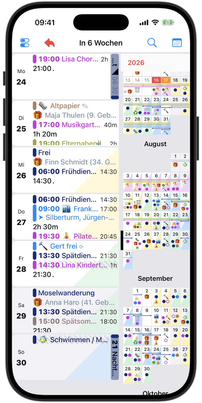 Wochenansicht mit Vorlagen